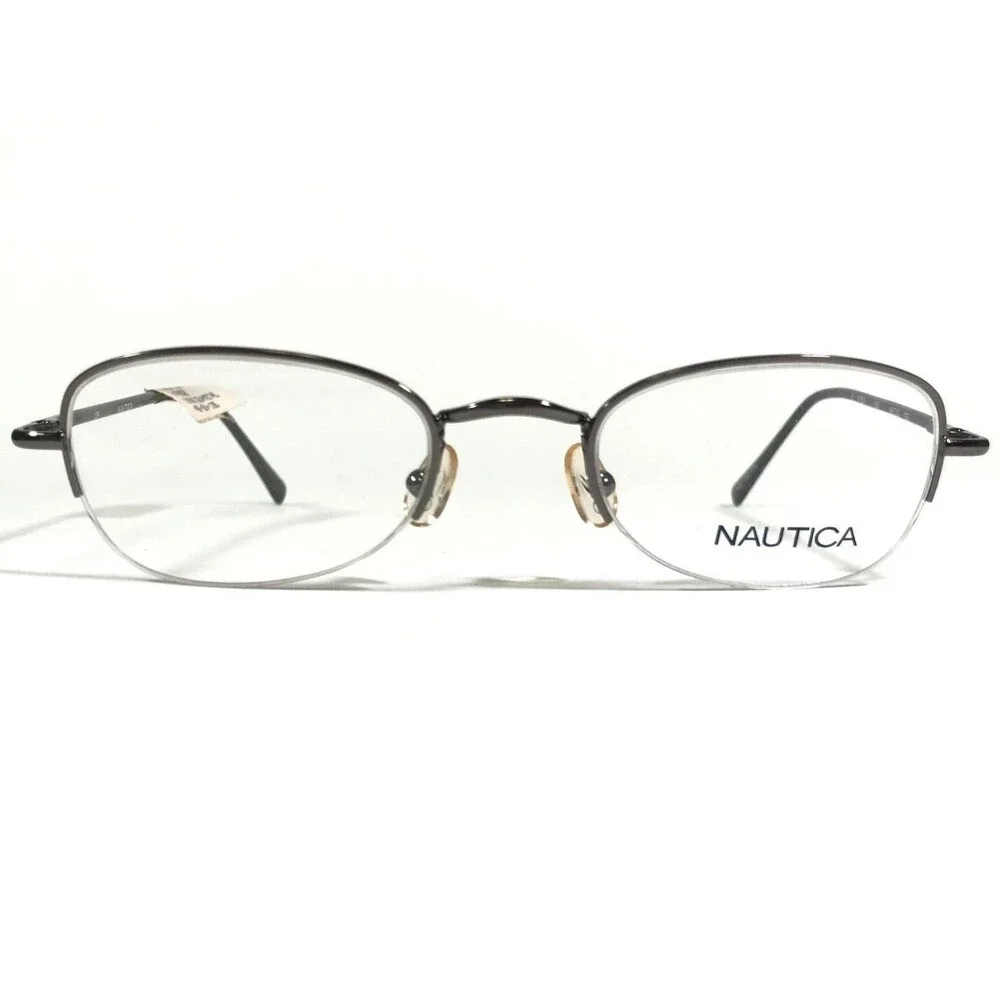 Nautica Eyeglasses Frames N7052 030 Black Gray Round Half Rim 46-20-135